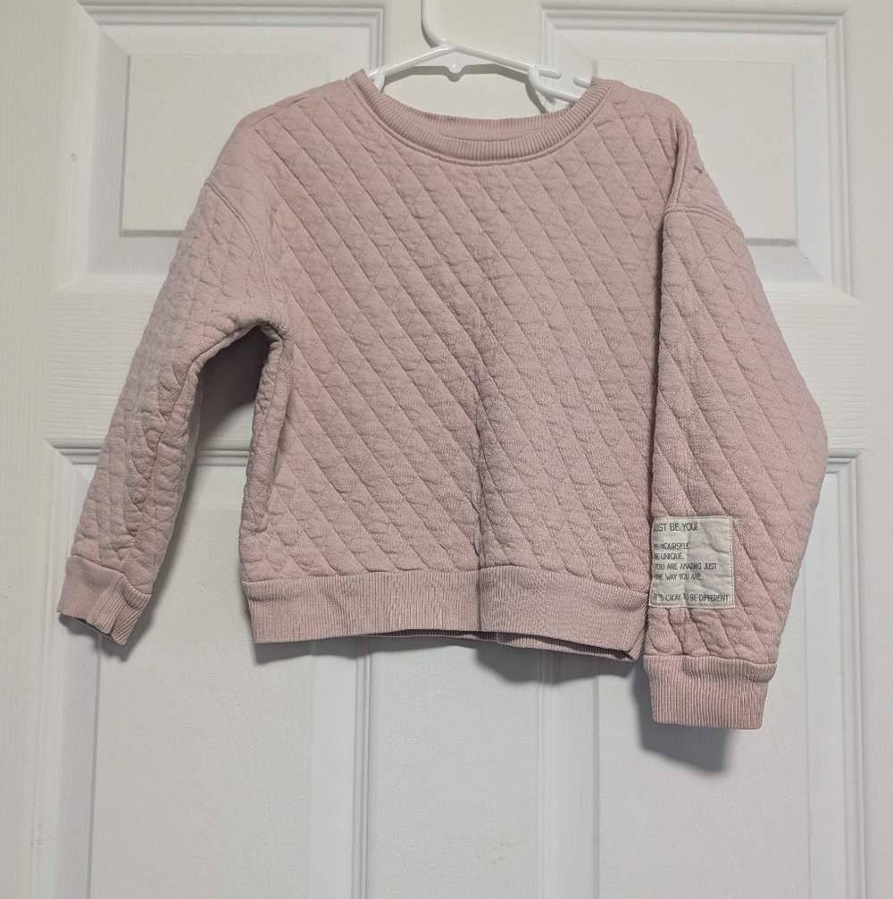 Easy Peasy Soft Pink Quilted Top with Motivational Patch Girls Size 4T